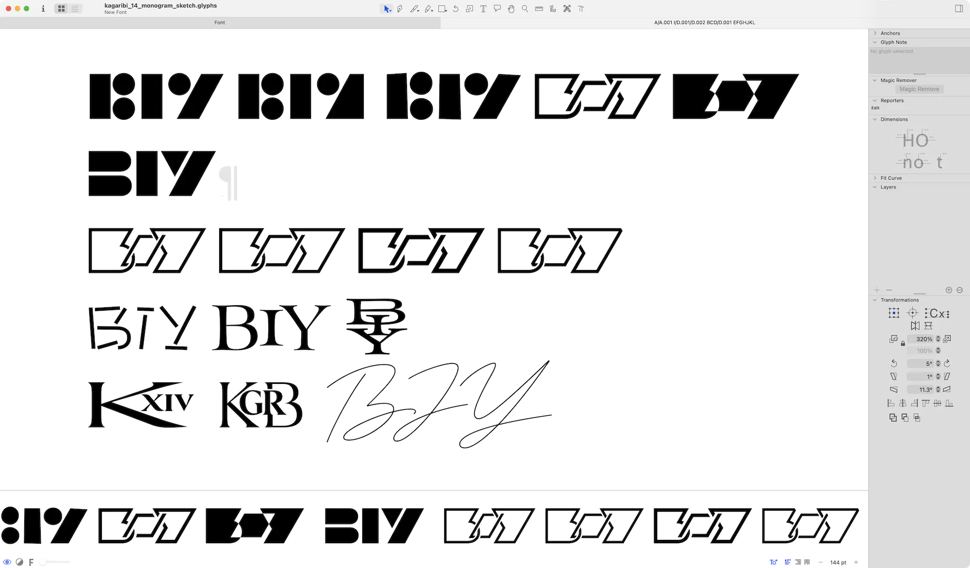 篝火14のために作ったモノグラムのスケッチ