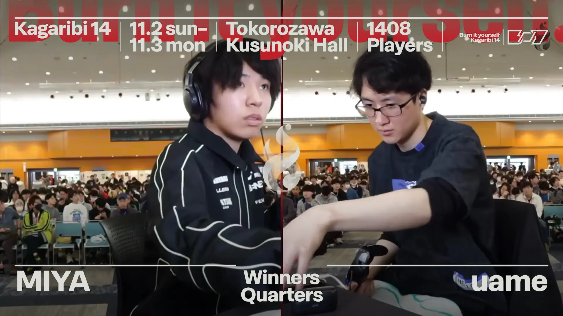 試合の動画化のTop8以前のレイアウト。配信のクリップを使っている